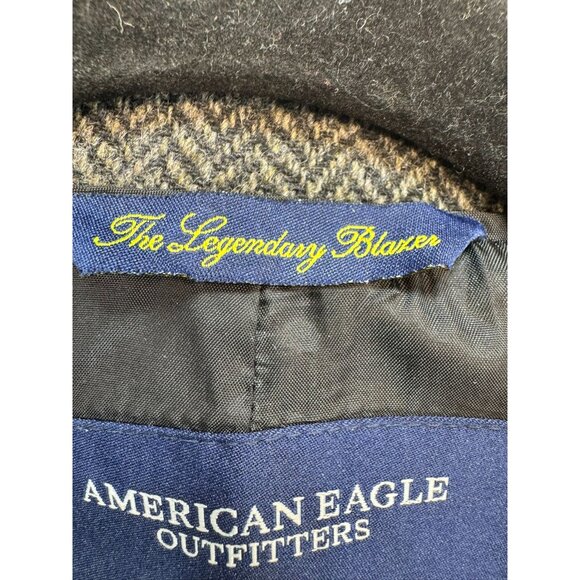 American Eagle Outfitters Mens The Legendary Blazer L Wool Blend Herringbone Jac - Picture 3 of 13